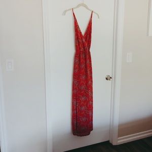 Forever 21 Boho Red V-Neck Maxi Dress